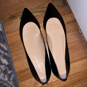 Ivanka Trump Pointed Toe Black Leather Flats